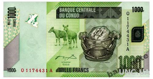 КОНГО 101a CONGO DEMOCRATIC REPUBLIC 1000 FRANCS 2005(2012) Unc