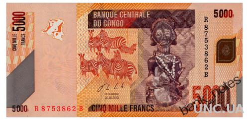 КОНГО 102b CONGO DEMOCRATIC REPUBLIC 5000 FRANCS 2013 Unc