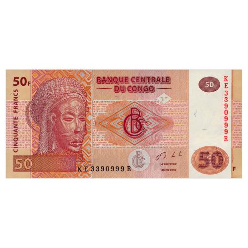 КОНГО 97a CONGO DEMOCRATIC REPUBLIC; G&amp;D Currency Technology 50 FRANCS 2013 Unc