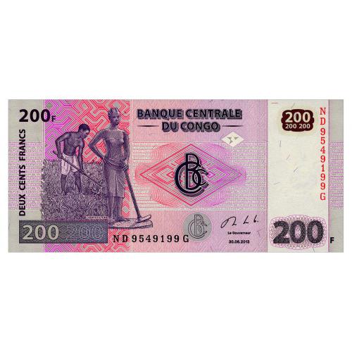 КОНГО 99b CONGO DEMOCRATIC REPUBLIC 200 FRANCS 2013 Unc