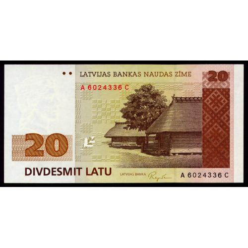ЛАТВИЯ 45 LATVIA 20 LATU 1992 Unc