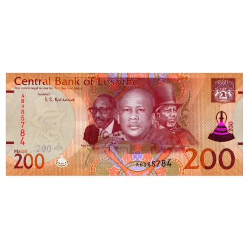 ЛЕСОТО W30 LESOTHO 200 MALOTI 2021 Unc