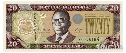 ЛИБЕРИЯ 28d LIBERIA 20 DOLLARS 2008 Unc
