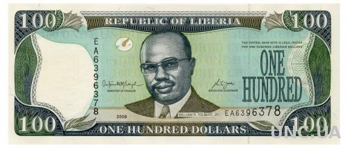 ЛИБЕРИЯ 30d LIBERIA 100 DOLLARS 2008 Unc