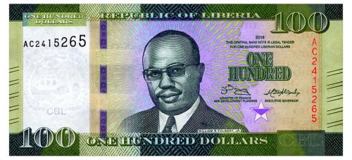 ЛИБЕРИЯ 35a LIBERIA 100 DOLLARS 2016 Unc