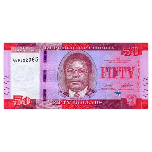 ЛИБЕРИЯ W40 LIBERIA 50 DOLLARS 2022 Unc