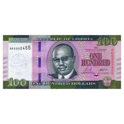 ЛИБЕРИЯ W41 LIBERIA 100 DOLLARS 2022 Unc