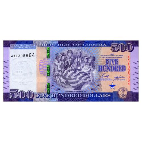 ЛИБЕРИЯ W42 LIBERIA 500 DOLLARS 2022 Unc