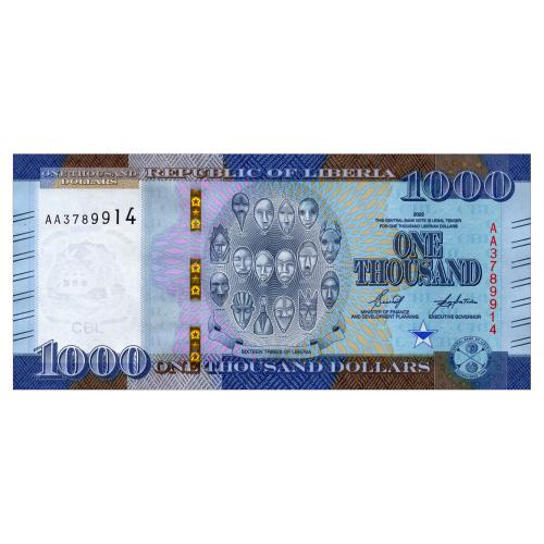 ЛИБЕРИЯ W43 LIBERIA 1000 DOLLARS 2022 Unc