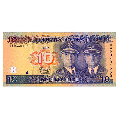 ЛИТВА 59 LITHUANIA СЕРИЯ AAD 10 LITU 1997 Unc