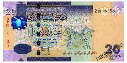 ЛИВИЯ 74 LIBYA 20 DINARS ND(2009) Unc