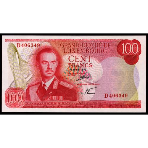 ЛЮКСЕМБУРГ 56 LUXEMBOURG 100 FRANCS 1970 Unc