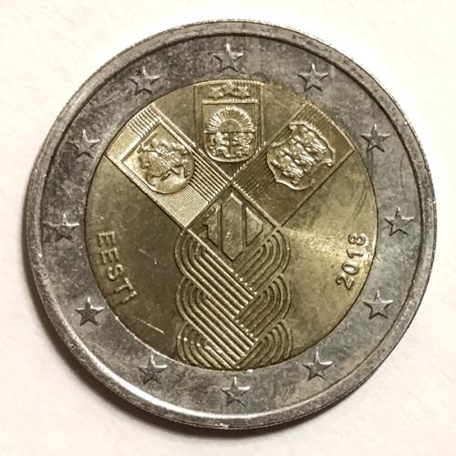 М1 ЭСТОНИЯ 2 EURO 2018; 100 ЛЕТ ГОСУДАРСТВАМ БАЛТИИ; KM# 84