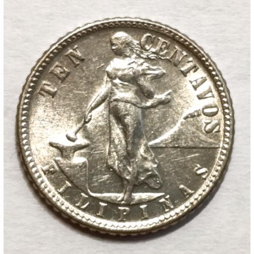 М1 ФИЛИППИНЫ 10 CENTAVOS 1944 D KM# 181 Unc