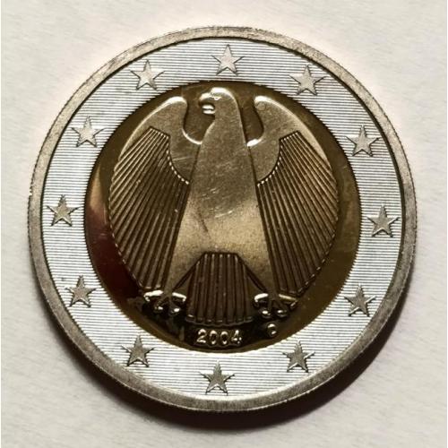М1 ГЕРМАНИЯ 2 EURO 2004 D; KM# 214; Unc