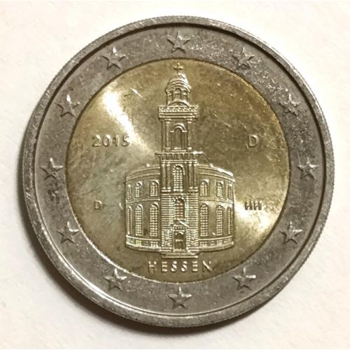 М1 ГЕРМАНИЯ 2 EURO 2015; ЦЕРКОВЬ СВ. ПАВЛА ВО ФРАНКФУРТЕ-НА-МАЙНЕ, ГЕССЕН; D-МЮНХЕН; KM# 336