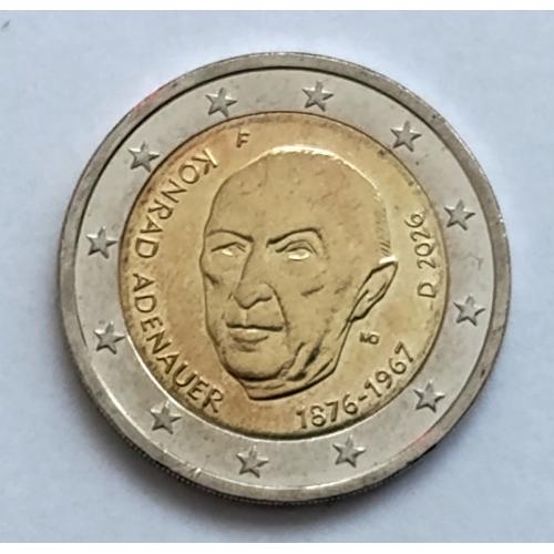 М1 ГЕРМАНИЯ 2 EURO 2026; КОНРАД АДЕНАУЭР; F-ШТУТГАРТ; KM# New