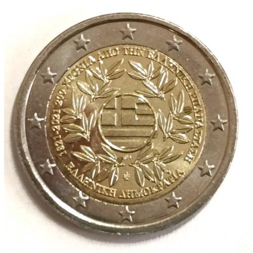 М1 ГРЕЦИЯ 2 EURO 2004; 200 ЛЕТ ГРЕЧЕСКОЙ РЕВОЛЮЦИИ; KM# 338