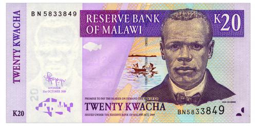 МАЛАВИ 52d MALAWI 20 KWACHA 2009 Unc