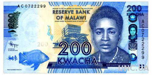 МАЛАВИ 60a MALAWI 200 KWACHA 2012 Unc