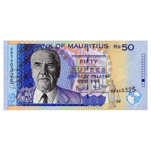 МАВРИКИЙ 50d MAURITIUS 50 RUPEES 2006 Unc