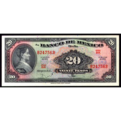 МЕКСИКА 54p MEXICO BIK 20 PESOS 1970 Unc