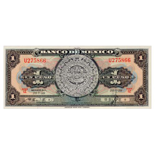 МЕКСИКА 59f MEXICO SERIES IZ 1 PESO 1959 Unc