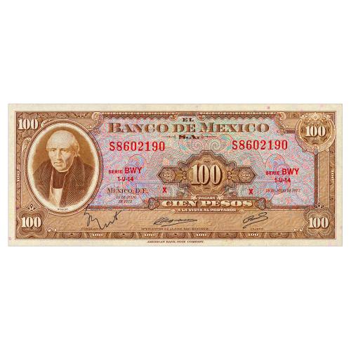 МЕКСИКА 61i MEXICO SERIES BWY 100 PESOS 1973 Unc