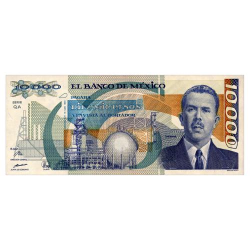 МЕКСИКА 90d MEXICO SERIES QA 10000 PESOS 1991 Unc