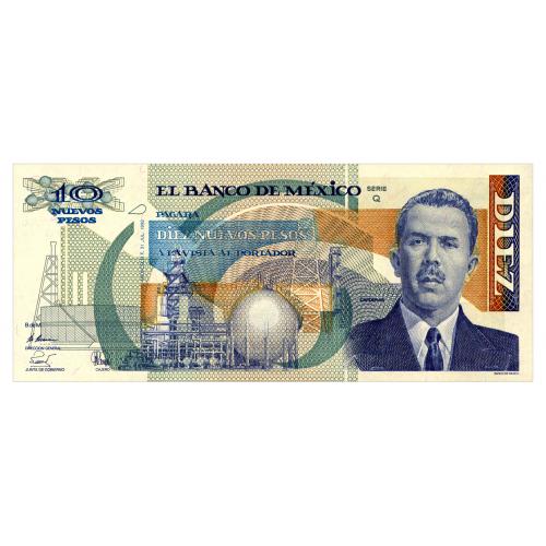 МЕКСИКА 95(1) MEXICO SERIES Q 10 NUEVOS PESOS 1992 Unc