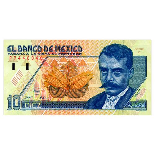 МЕКСИКА 99 MEXICO SERIES C 10 NUEVOS PESOS 1992 Unc