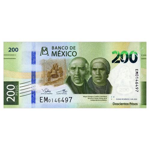 МЕКСИКА W135 MEXICO VICTORIA RODRIGUEZ CEJA-ALEJANDRO ALEGRE RABIELA; EM 200 PESOS 01.06.2022 Unc