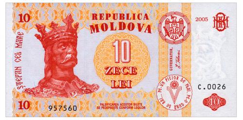 МОЛДОВА 10d MOLDOVA 10 LEI 2005 Unc