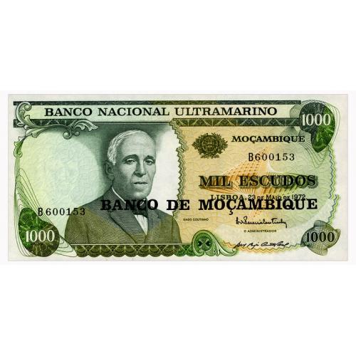 МОЗАМБИК 119 MOZAMBIQUE 1000 ESCUDOS 1967(1976) Unc