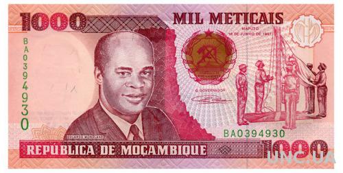 МОЗАМБИК 135 MOZAMBIQUE 1000 METICAIS 1991 Unc