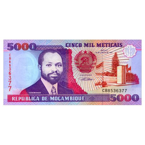 МОЗАМБИК 136 MOZAMBIQUE 5000 METICAIS 1991 Unc