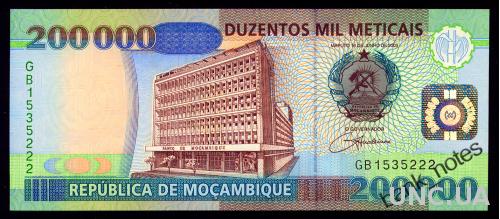 МОЗАМБИК 141 MOZAMBIQUE 200000 METICAIS 2003 Unc