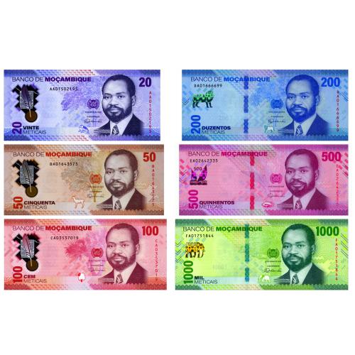 МОЗАМБИК W155-W160 MOZAMBIQUE 20-50-100-200-500-1000 METICAIS 2024 Unc