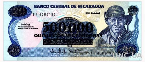 НИКАРАГУА 163 NICARAGUA 500000 CORDOBAS ND(1990) Unc