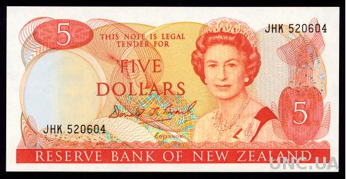 НОВАЯ ЗЕЛАНДИЯ 171c NEW ZEALAND 5 DOLLARS 1989 Unc