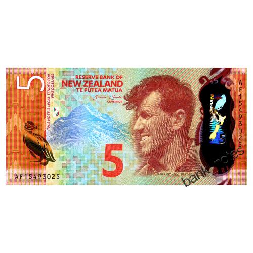 НОВАЯ ЗЕЛАНДИЯ 191 NEW ZEALAND 5 DOLLARS 2015 Unc