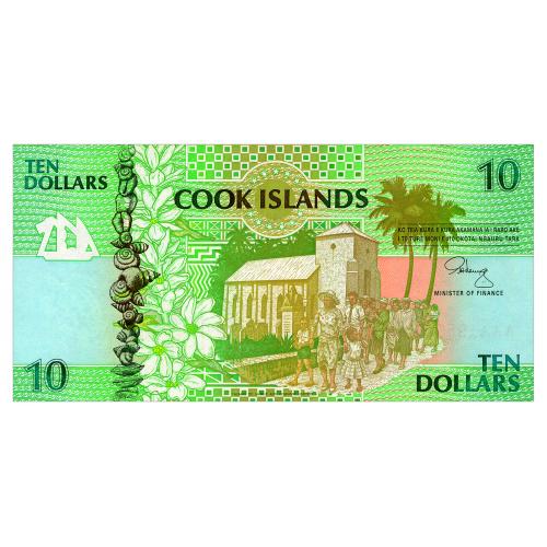 ОСТРОВА КУКА 8 COOK ISLANDS 10 DOLLARS ND(1992) Unc
