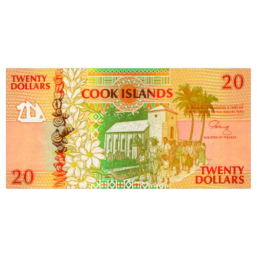 ОСТРОВА КУКА 9 COOK ISLANDS 20 DOLLARS ND(1992) Unc