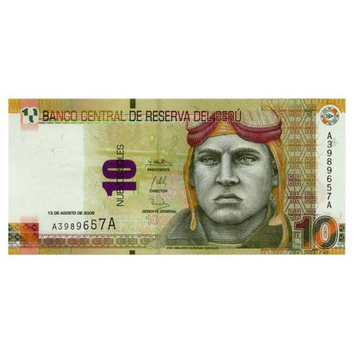 ПЕРУ 182 PERU 10 NUEVOS SOLES 2009 Unc