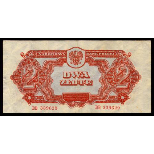 ПОЛЬША 106 POLAND 2 ZLOTE 1944 VF