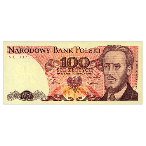 ПОЛЬША 143e POLAND СЕРИЯ SE 100 ZLOTYCH 1988 Unc