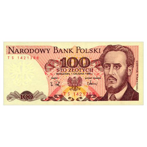 ПОЛЬША 143e POLAND СЕРИЯ TS 100 ZLOTYCH 1988 Unc