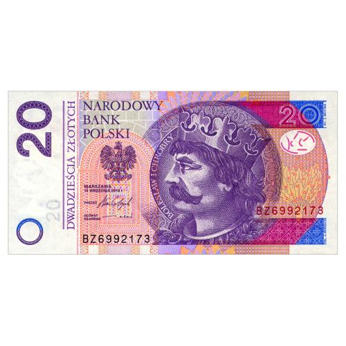 ПОЛЬША 184 POLAND СЕРИЯ BZ 20 ZLOTYCH 2016 Unc