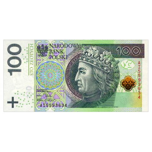 ПОЛЬША 186(1) POLAND СЕРИЯ DL 100 ZLOTYCH 2012(2014) Unc