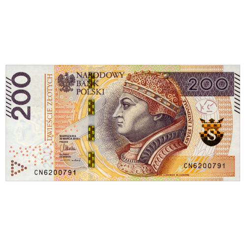 ПОЛЬША 189 POLAND СЕРИЯ CN 200 ZLOTYCH 2015 Unc